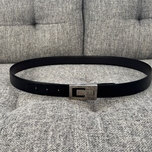 Bally Black Leather Belt with Silver Buckle